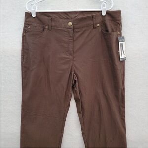 New Directions Slim Leg Essential Dress Pant Chocolate Brown Womens 16 NEW